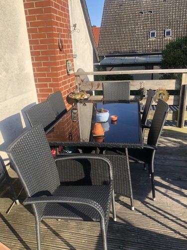 Ratan set tisch stühle - ratan, tisch,6